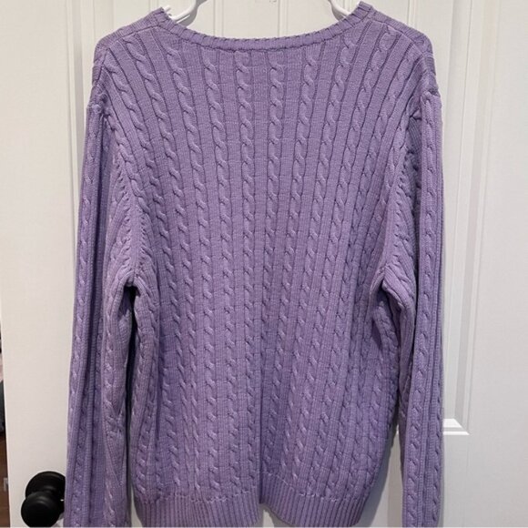 Ralph Lauren Purple CableKnit Sweater Vintage Old Money Preppy Y2K 90s Fall Cozy - Picture 5 of 7